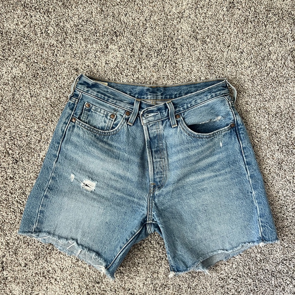 Levi's Light Blue Distressed Jean Shorts